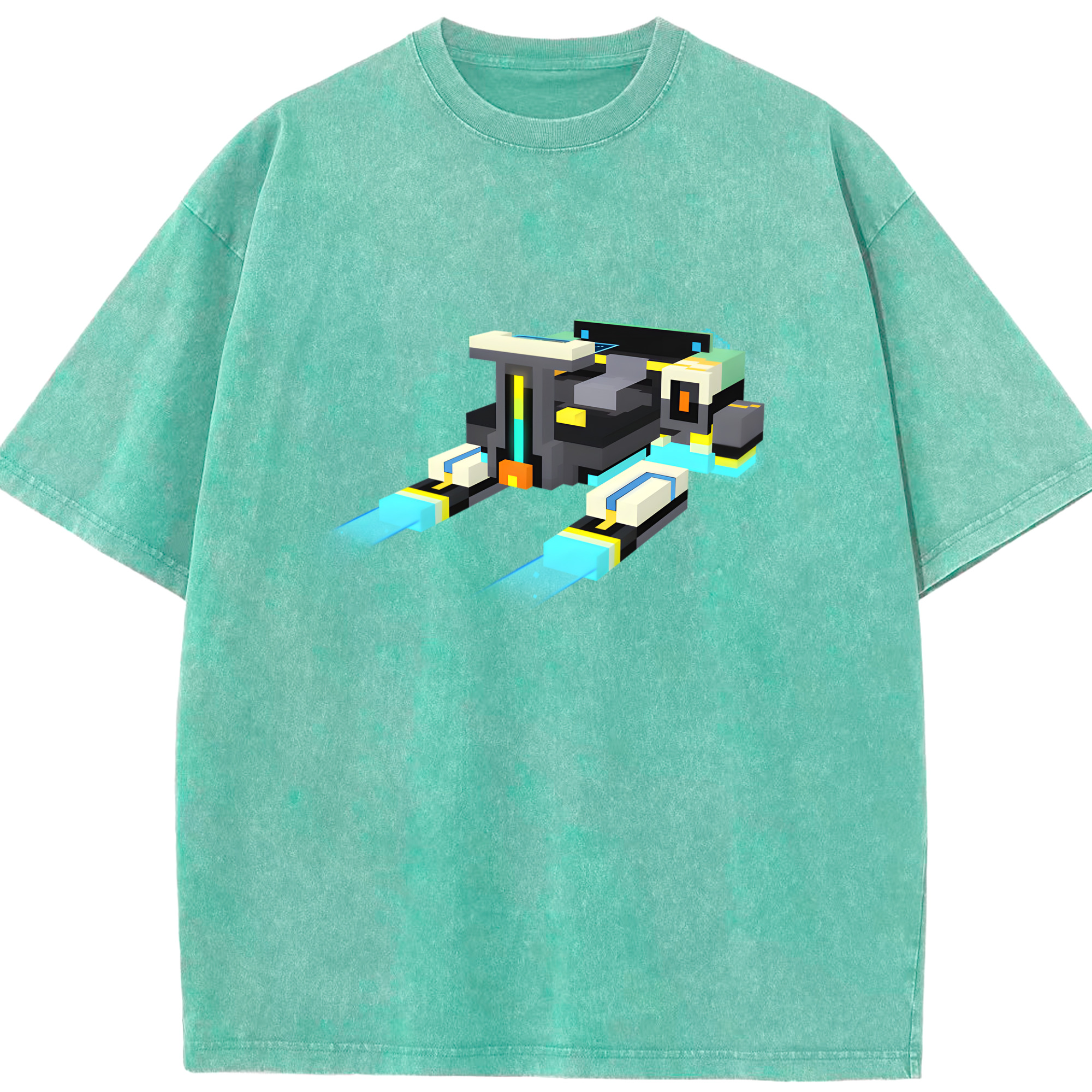 （画像用） マインクラフト ブロックの世界 Minecraft MC Block world 綿100% ヴィンテージ風 半袖Tシャツ（フロントプリント）